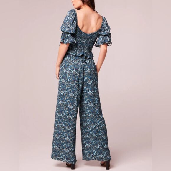 Band of of the Free Elise Floral Wide Leg Pants in Blue Teal - Picture 2 of 8